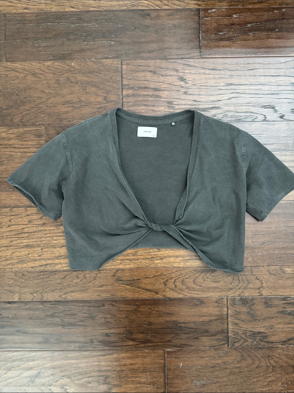 Joah Brown Cropped Twist-Front Women's Top - Charcoal sz XS